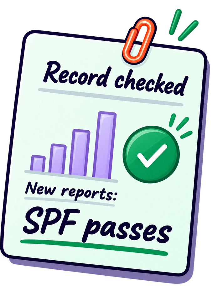 Record checked. New reports: SPF passes.